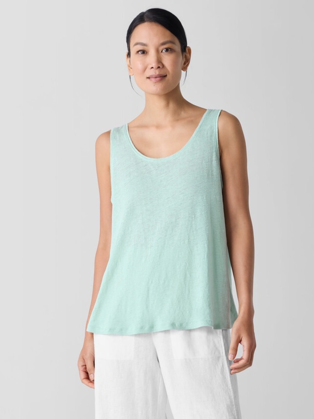 Eileen Fisher 100% Silk Tank Top Size S Green Sleeveless Blouse
